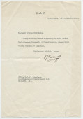 Lettre adressée (en polonais) par Paderewski à «Kochany Panie Sylwinie [Strakacz], p/a Konsulatu Gneralnego R. P. Chicago», de Palm Beach le 17 avril 1941