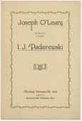 Programme du récital donné par Paderewski le 9 février 1928 au Memorial Hall de Columbus (Ohio)