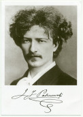 Carte postale de Paderewski avec signature – photographie prise à San Francisco par Elite Jones & Lutz, lors de sa première tournée américaine en 1891 (référence erronée au verso) – éditée par la Société Paderewski de Morges