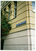 Photographie de la rue Ignace Paderewski à Bydgoszcz (détail de la plaque), chef-lieu actuel de la voïvodie de Couïavie-Poméranie (Bromberg à l'époque prussienne)