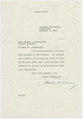 Lettre adressée par le président américain élu Herbert Hoover à «Hon. Ignace J. Paderewski, London», de Stanford University (Californie) le 8 novembre 1928