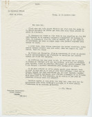 Copie dactylographiée de la lettre adressée par le maréchal Pétain, «Chef de l'Etat», à «Monsieur Paderewski, Riond-Bosson», de Vichy le 30 juillet 1940