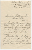 Lettre (avec enveloppe) adressée (en [mauvais] anglais) par Elizabeth Reiche à «Monsieur Paderewski, The renowed Pianist, New York», de La Nouvelle-Orléans le 30 décembre 1895