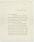 Lettre (avec enveloppe) adressée par le président américain Woodrow Wilson à «Hon. Jan Paderewski, President of Poland, Paris», de Paris le 26 avril 1919
