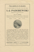 Libretto du récital Chopin donnée par Paderewski le 5 décembre 1928 à la Cathédrale de Lausanne au profit de la construction d'une salle de concerts à Lausanne (f-h)