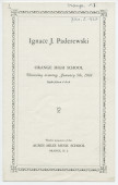 Programme du récital donné par Paderewski le 5 janvier 1928 à l'Orange High School (New Jersey)