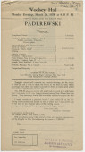 Programme du récital donné par Paderewski le 26 mars 1928 au Woolsey Hall de New Heaven (Connecticut)