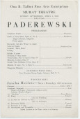 Programme du récital donné par Paderewski le 1er avril 1928 au Murat Theatre d'Indianapolis (Indiana)