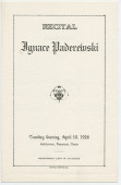 Programme du récital donné par Paderewski le 10 avril 1928 à l'Auditorium de Beaumont (Texas)