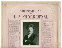 Partition du «Scherzino» tiré de l'«Album de mai, scènes romantiques pour piano» op. 10 n° 3 de Paderewski (Ed. Bote & Bock, Berlin – avec en couverture une liste des «compositions de Paderewski» diffusées par cette maison)